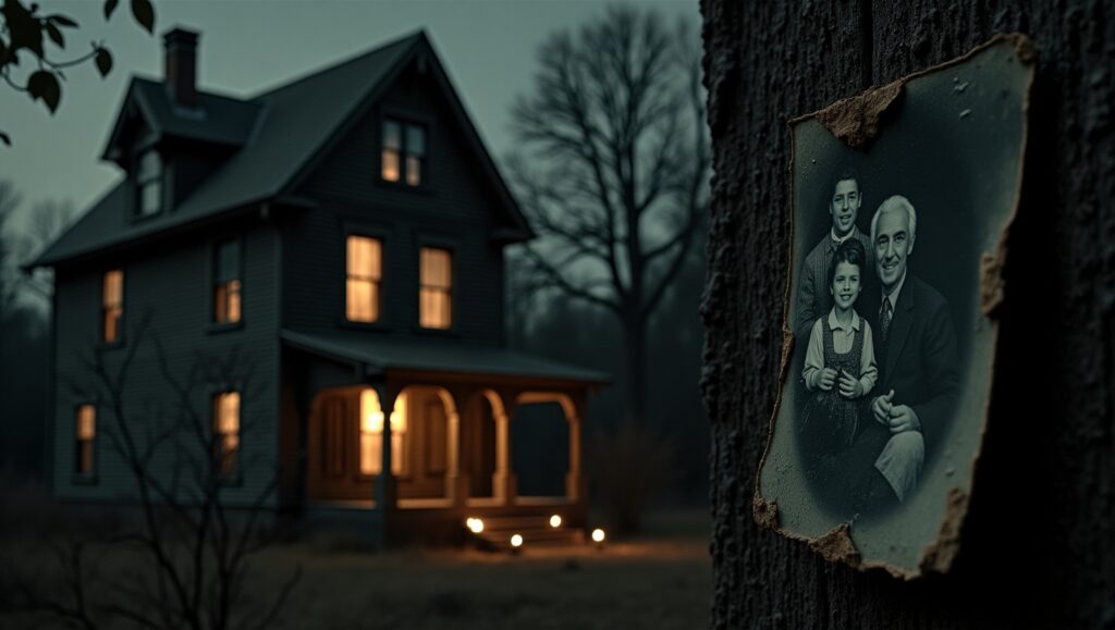 Flux_Dev_A_worn_wooden_Victorianstyle_house_stands_at_night_it_2